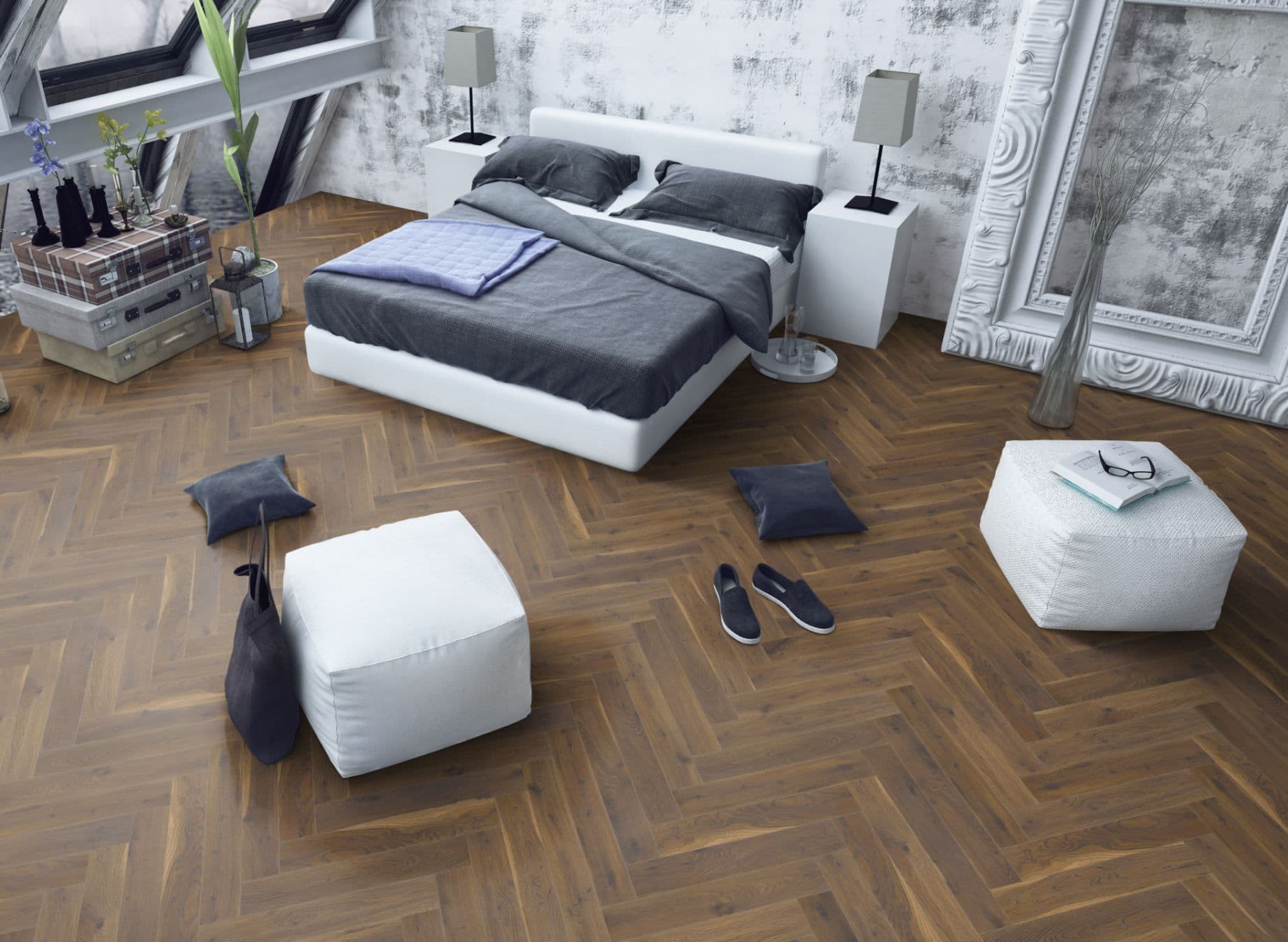 Coffee Oak Herringbone