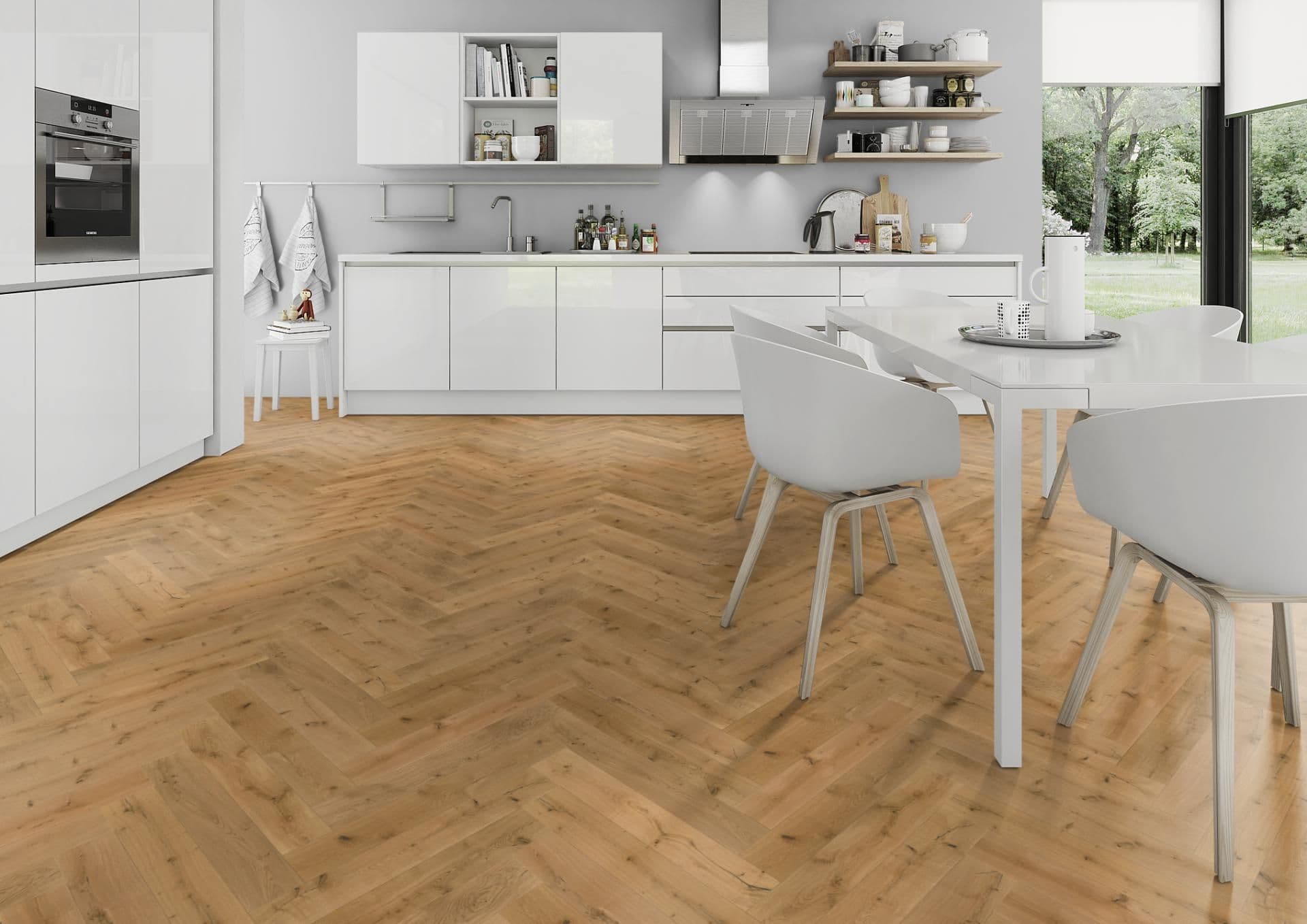 Rustic Brushed Oak Herringbone 14mm