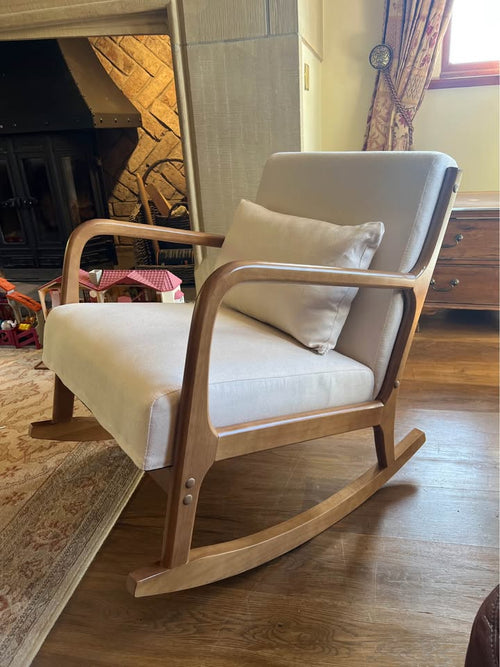 088 Wooden Beige Rocking Chair.