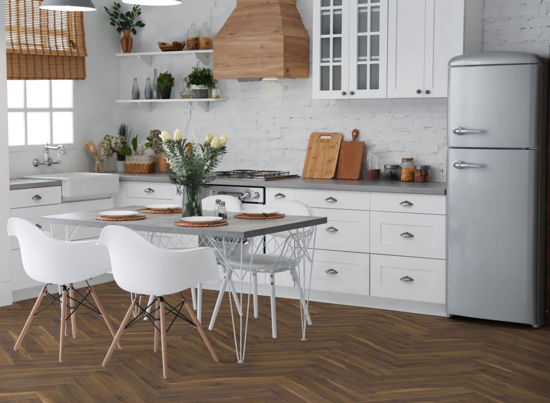 Coffee Oak Herringbone