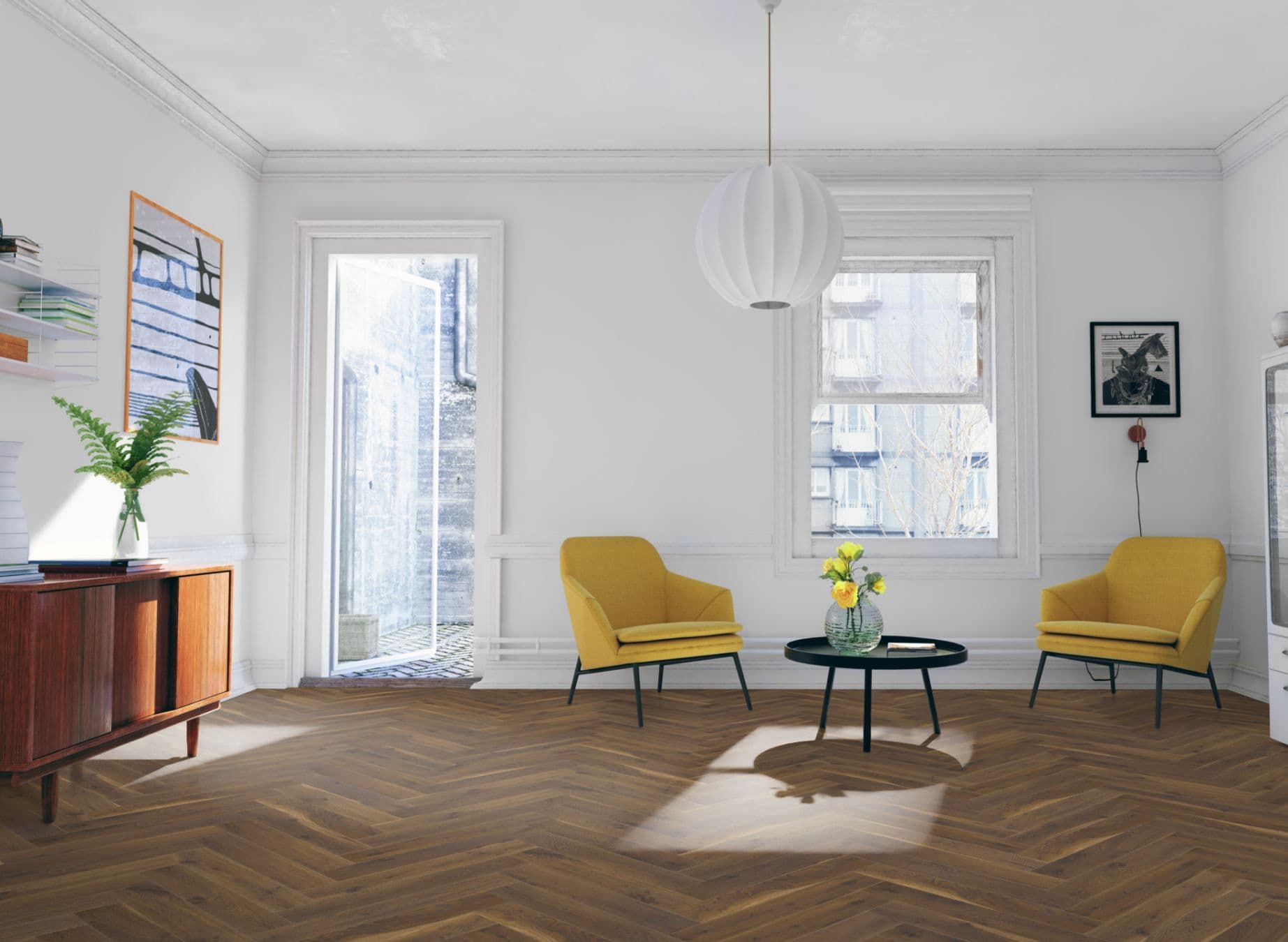 Coffee Oak Herringbone