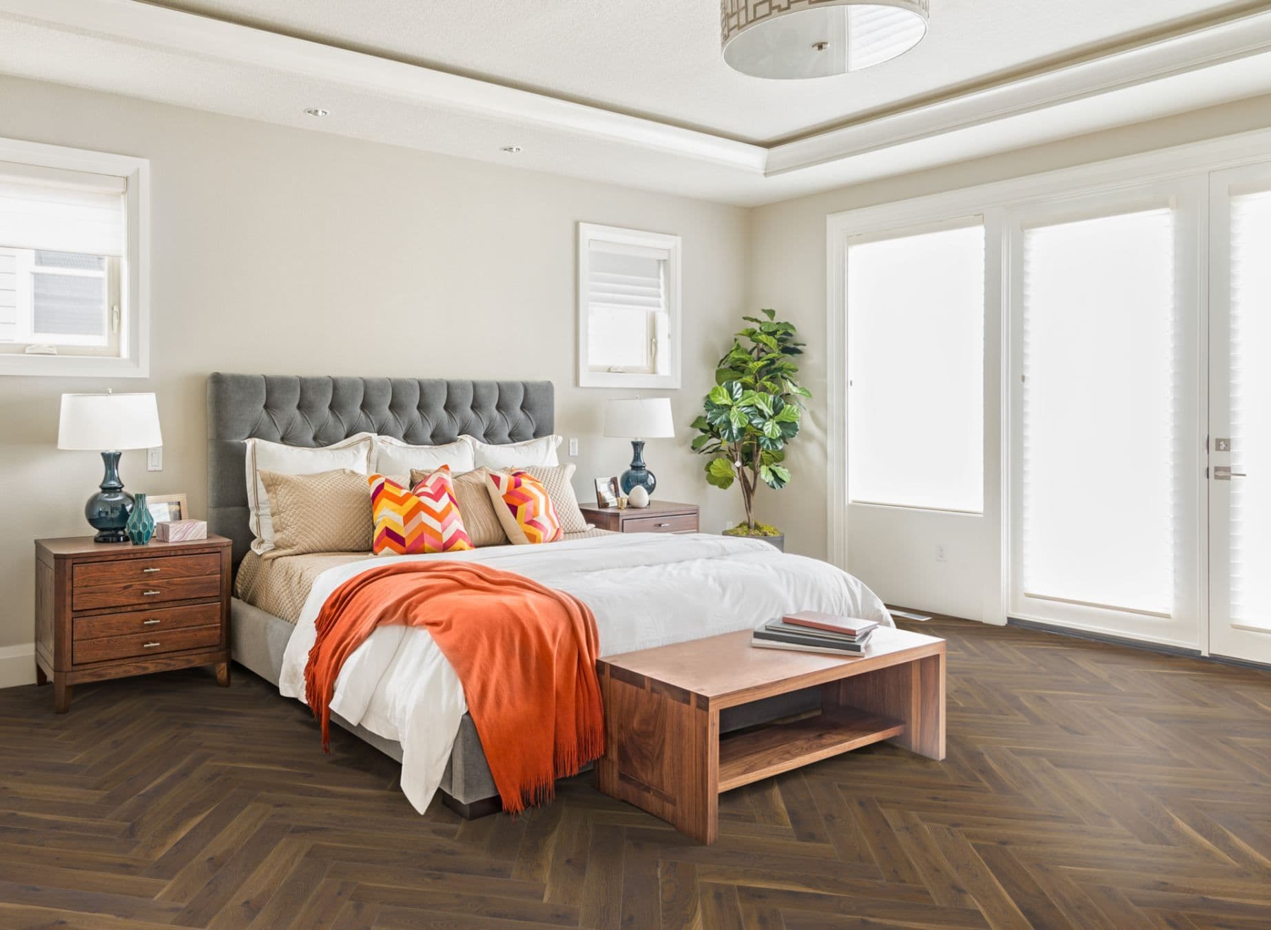 Coffee Oak Herringbone