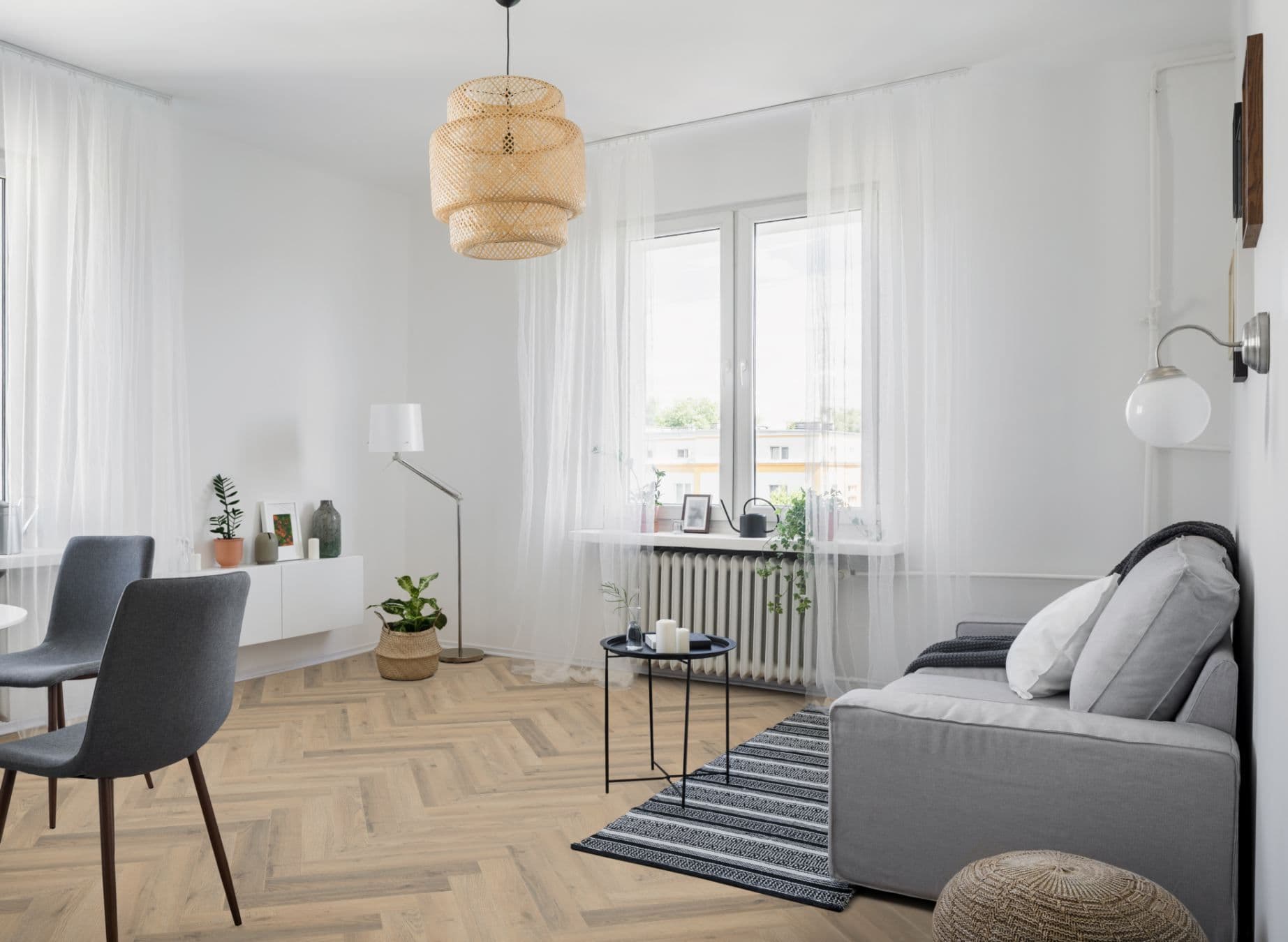 Greige Oak Herringbone