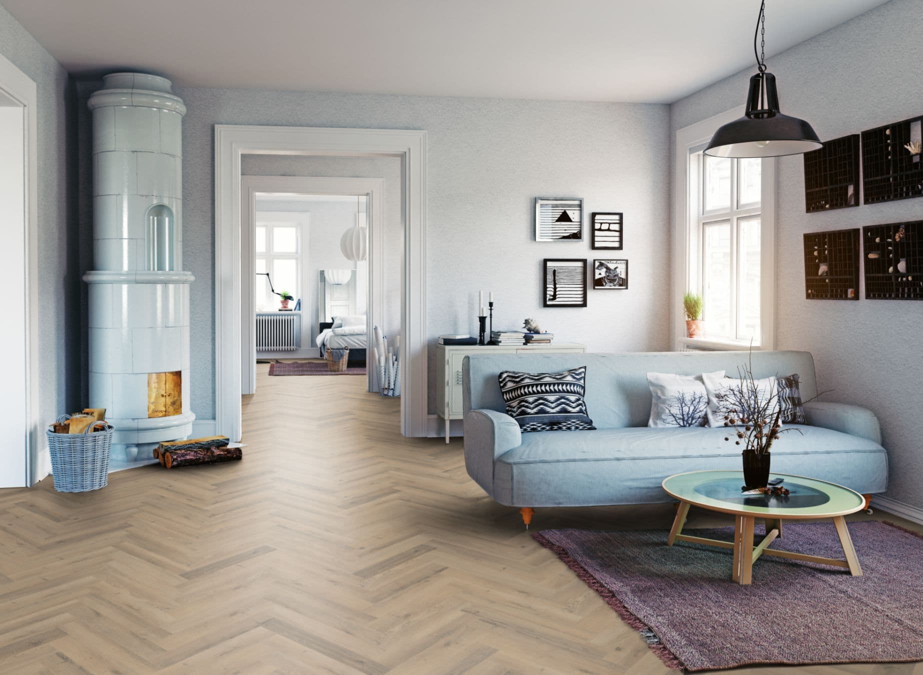 Greige Oak Herringbone