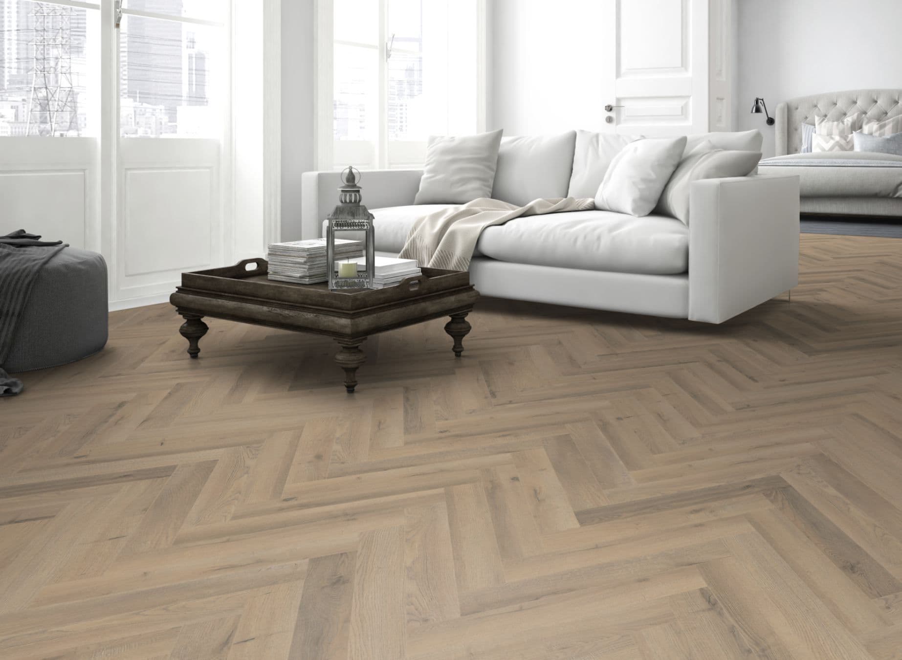 Greige Oak Herringbone