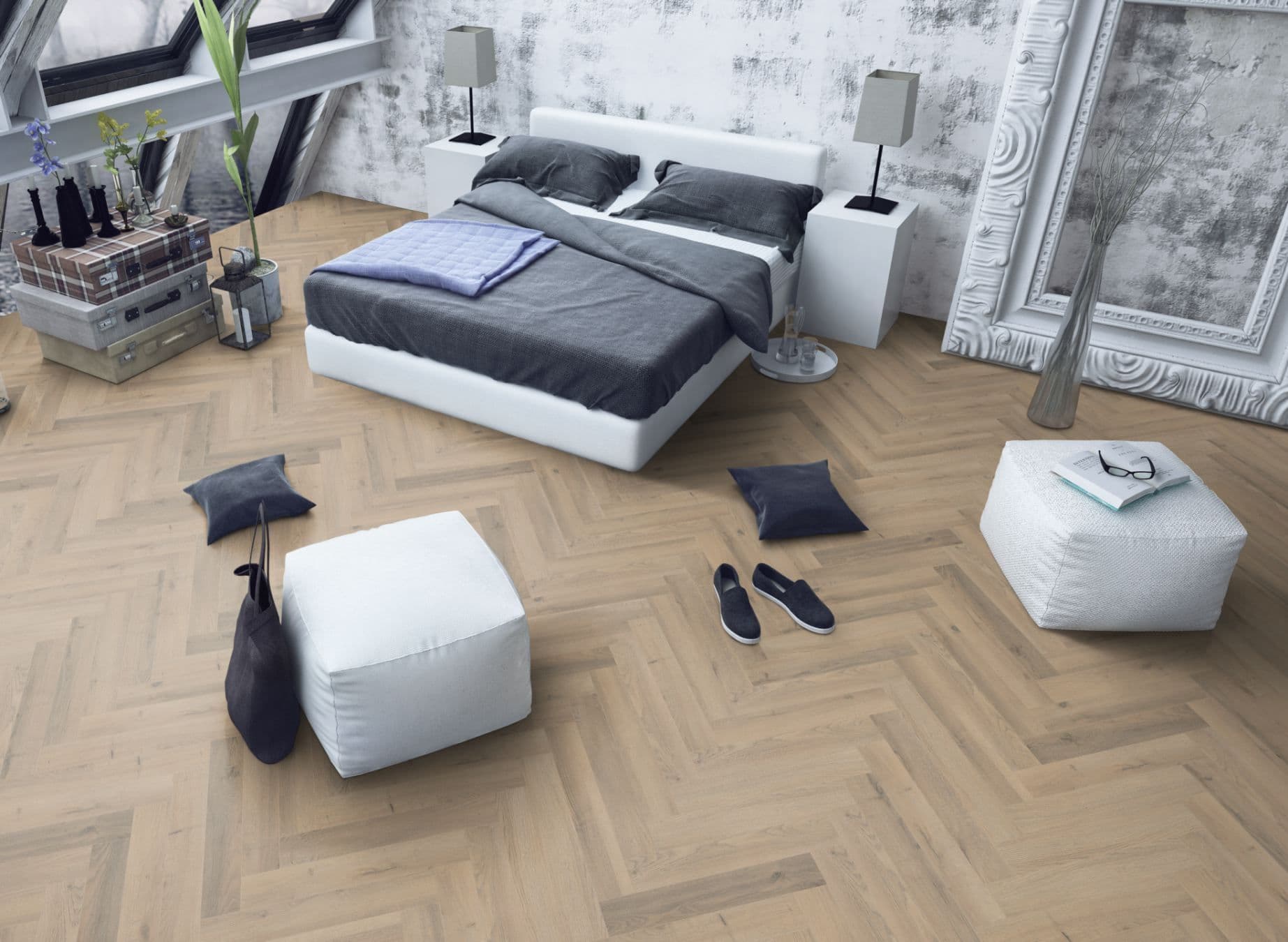 Greige Oak Herringbone
