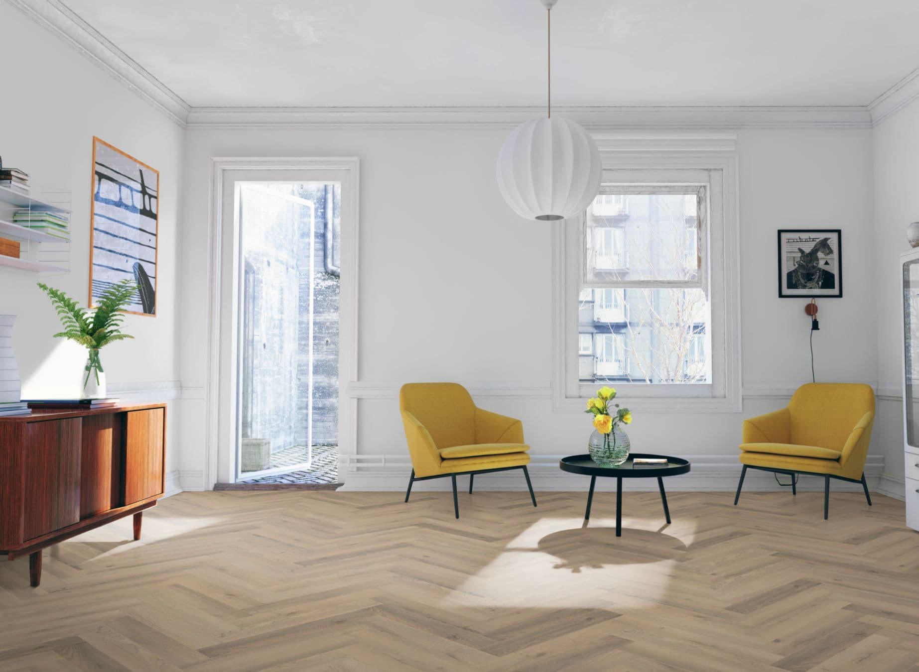 Greige Oak Herringbone